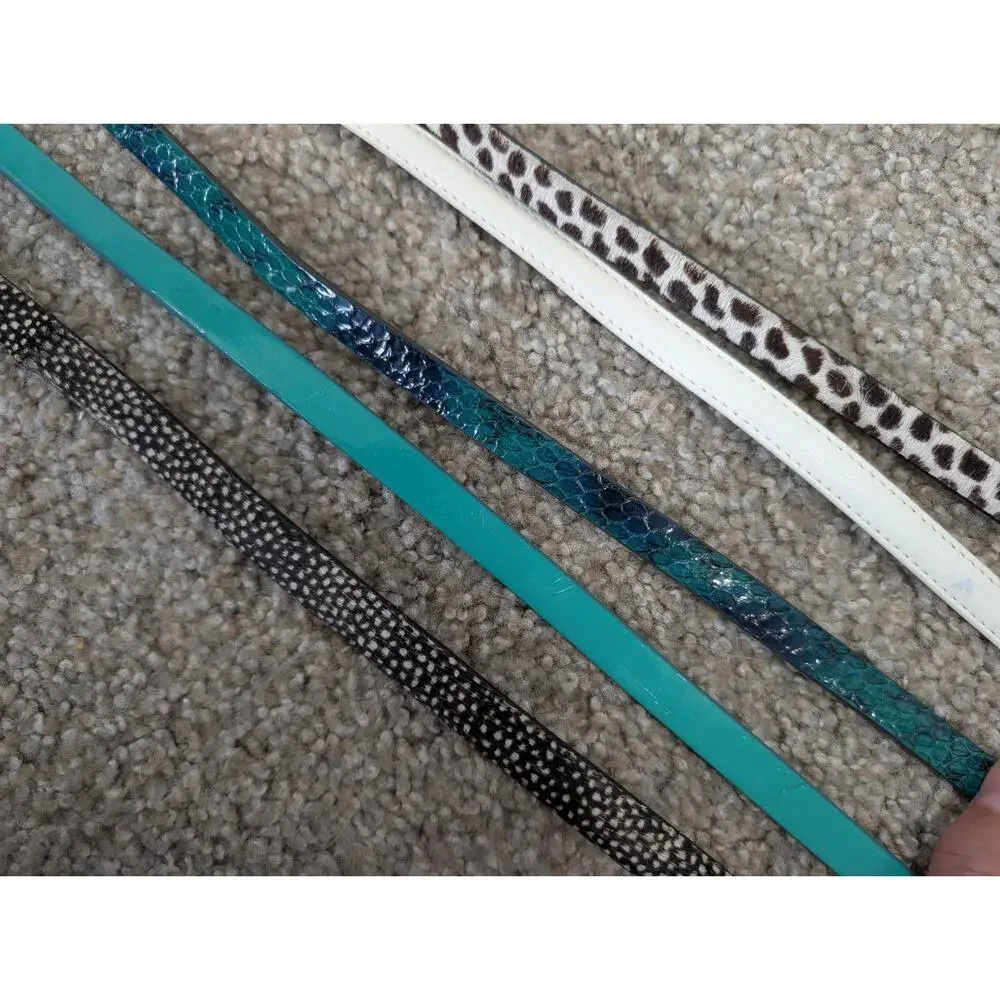 Belts: Skinny Mixed Texture Lot – Animal Print, Chic & Bohemian – Sizes S & M